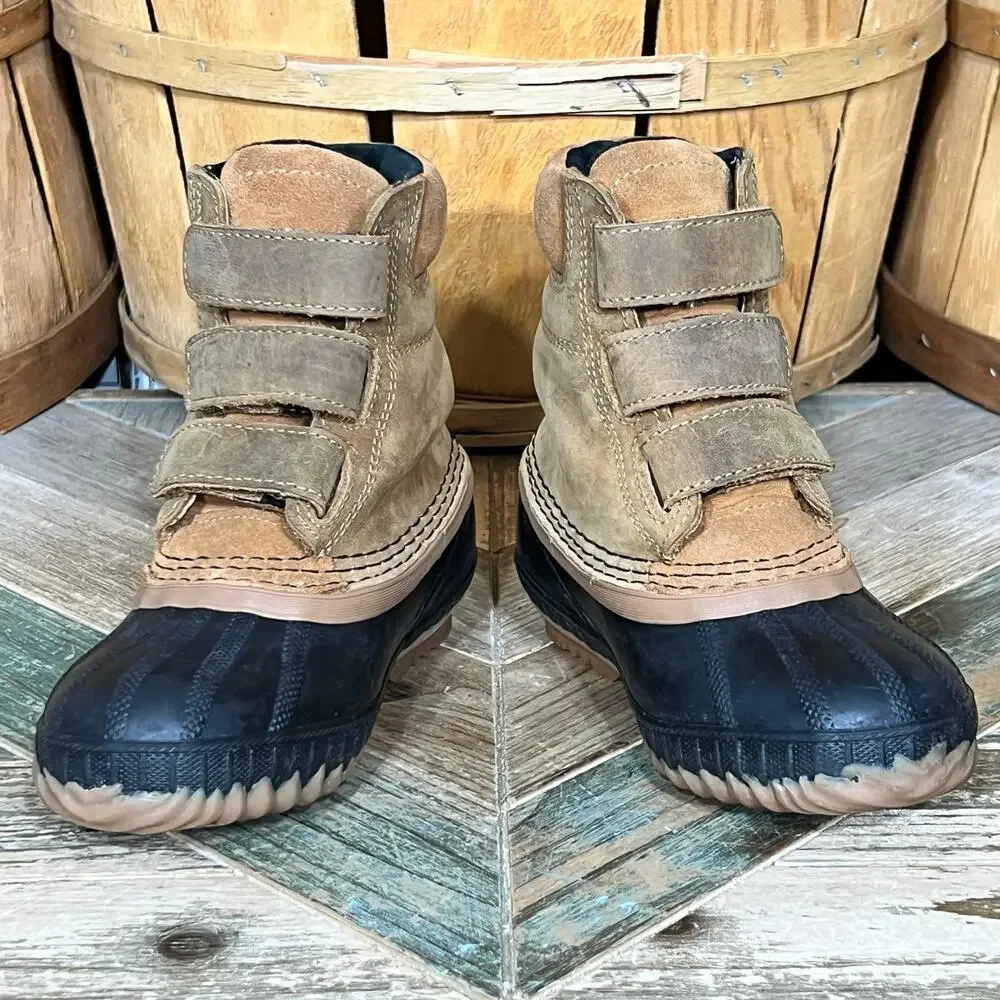 Sorel Cheyanne II Strap Leather Hook & Loop Winter Waterproof Boots Boys Size 11
